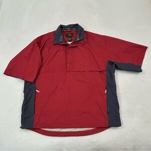 Tourney Golf Red Navy Short Sleeve Pullover 1/4 Zip Up Windbreaker Jacket Men XL